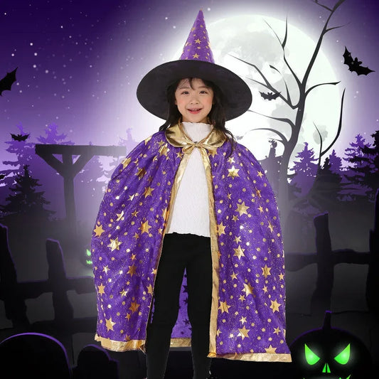 Kids Magician Wizard Cloak & Hat Set