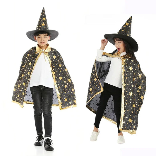 Kids Magician Wizard Cloak & Hat Set
